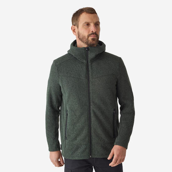 Fleecejacke 500 Kapuze warm grün