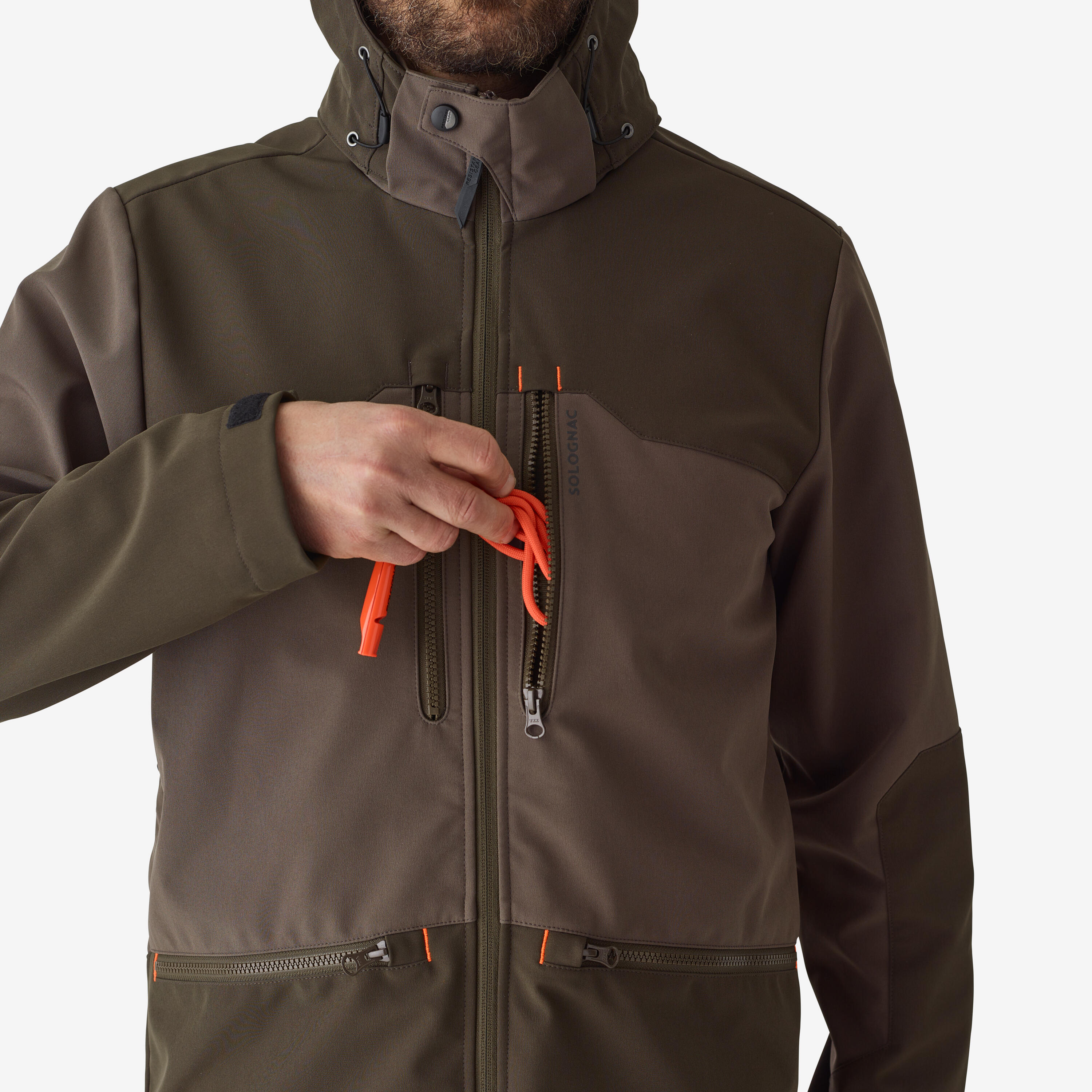 Manteau de chasse coquille souple homme, 500 8/14