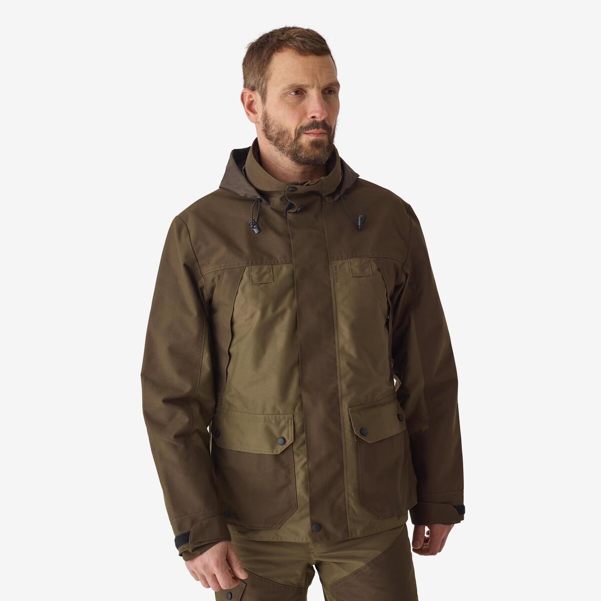 Veste de chasse impermeable bois 520 bicolore