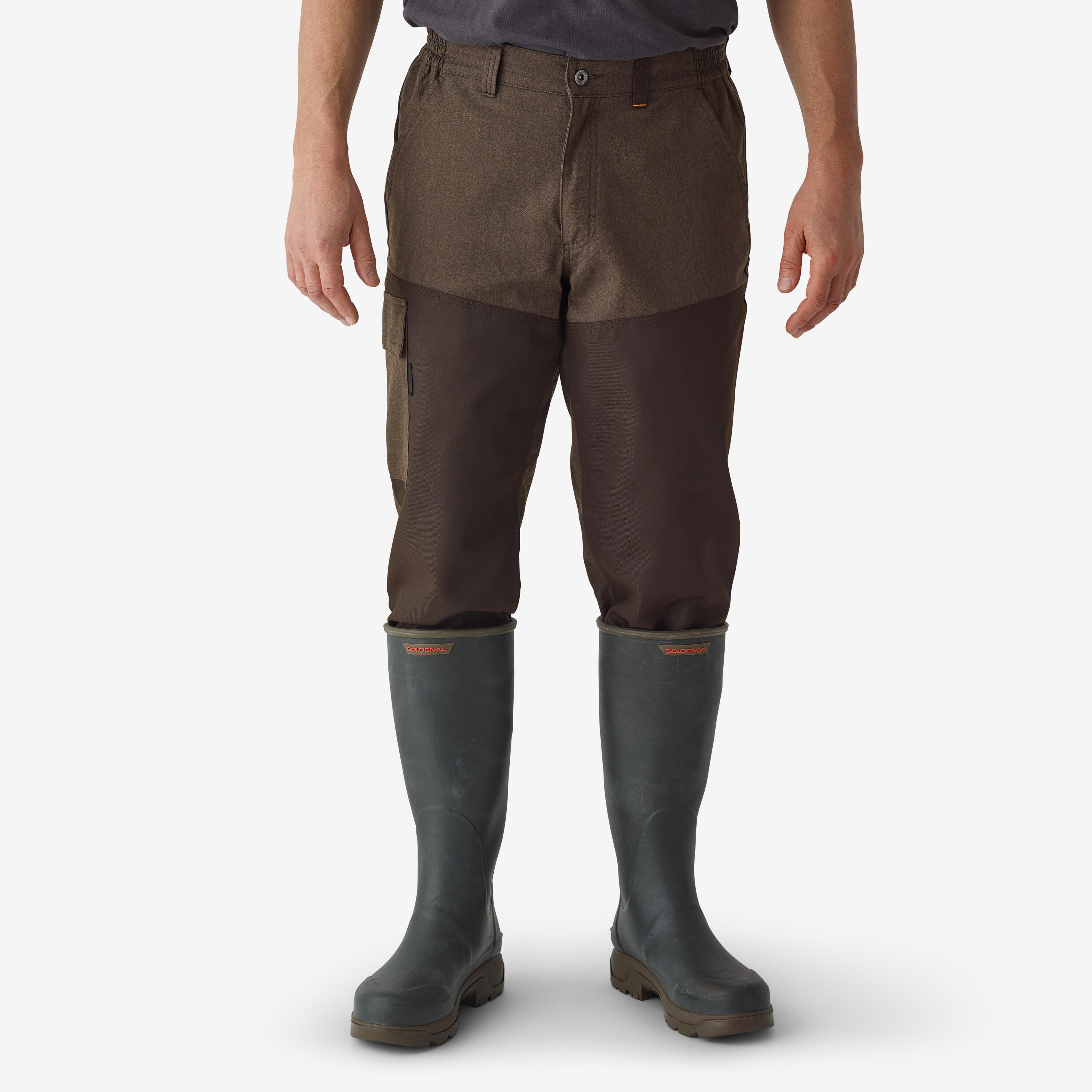 TAPERED HUNTING TROUSERS RENFORT 100 - BROWN 2/8