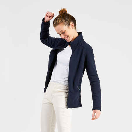 Women warm eco-design fleece sailing jacket 100 - Navy blue