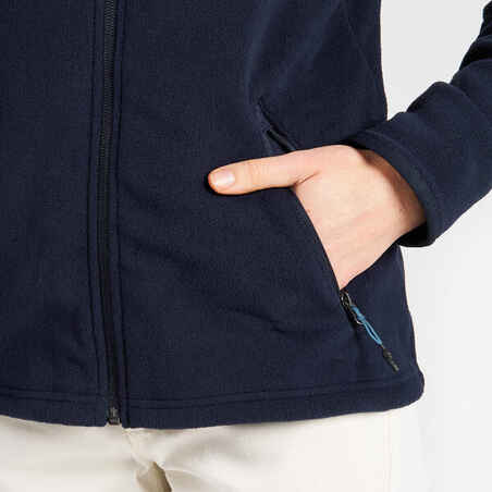 Women warm eco-design fleece sailing jacket 100 - Navy blue