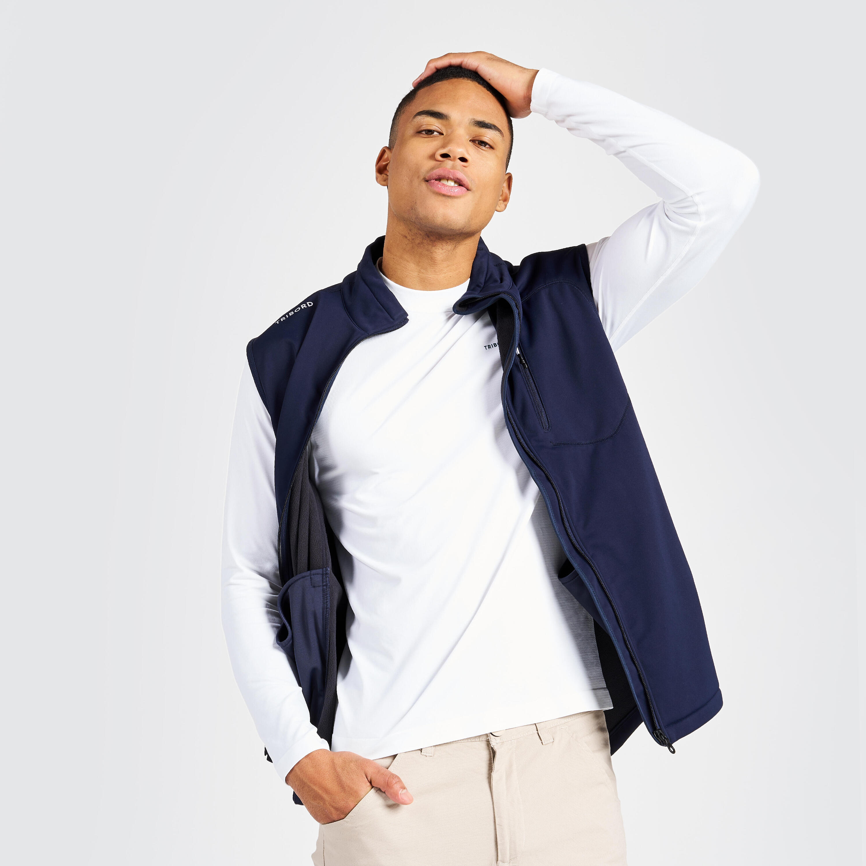Men’s sailing sleeveless and windproof softshell jacket - Sailing 900 navy 7/11