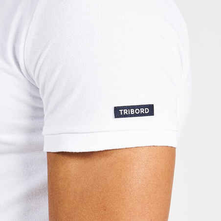 Vyriški trumparankoviai buriavimo polo marškinėliai „100“, balti