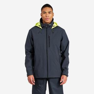 Chaqueta Impermeable Hombre Cortavientos Sailing 300 Gris Capucha Amarilla