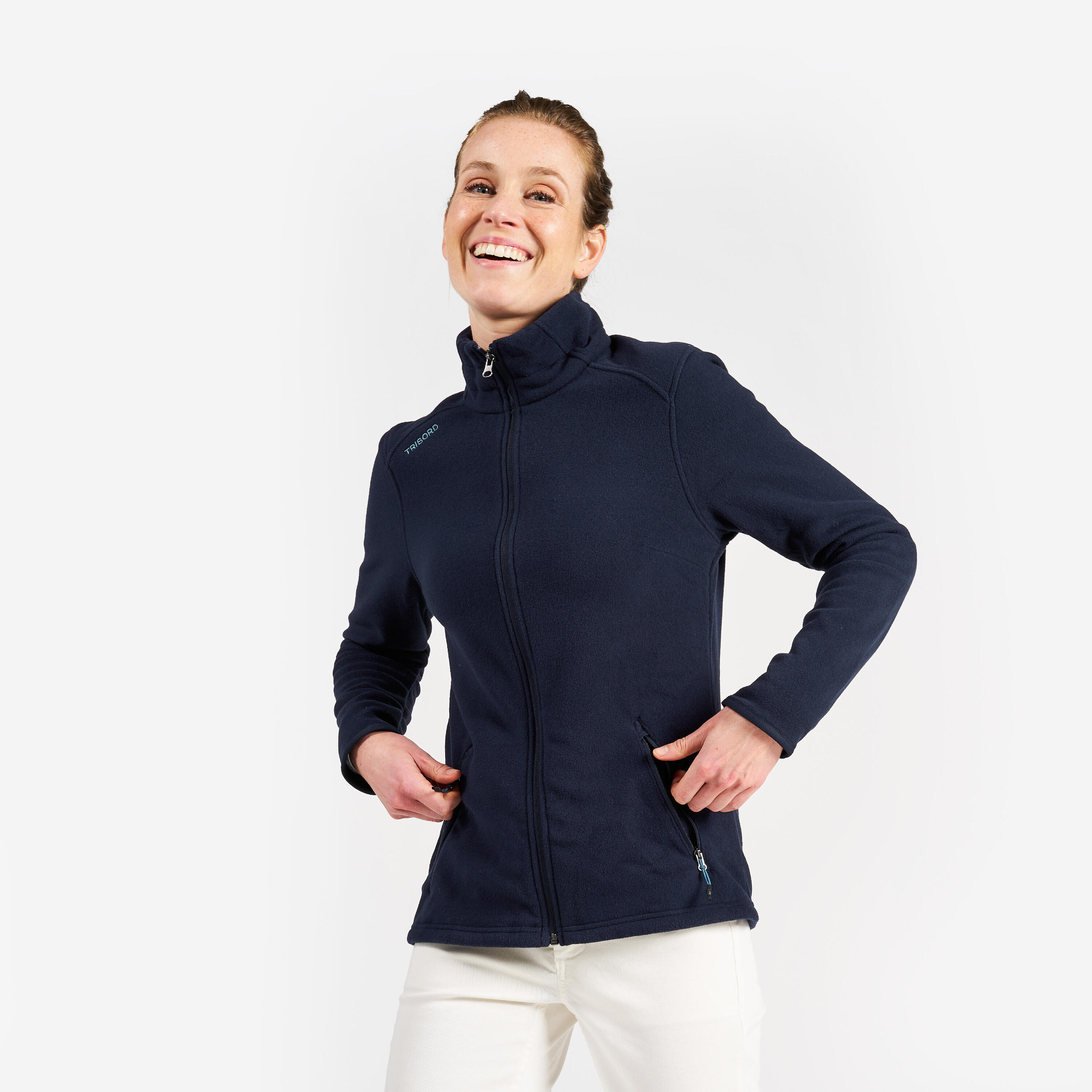 Women warm fleece sailing jacket 100 - Navy blue 2/11