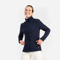 Women warm fleece sailing jacket 100 - Navy blue