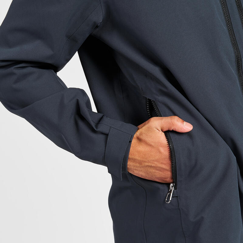 Veste de voile imperméable coupe vent Homme - Sailing 500 gris capuche jaune