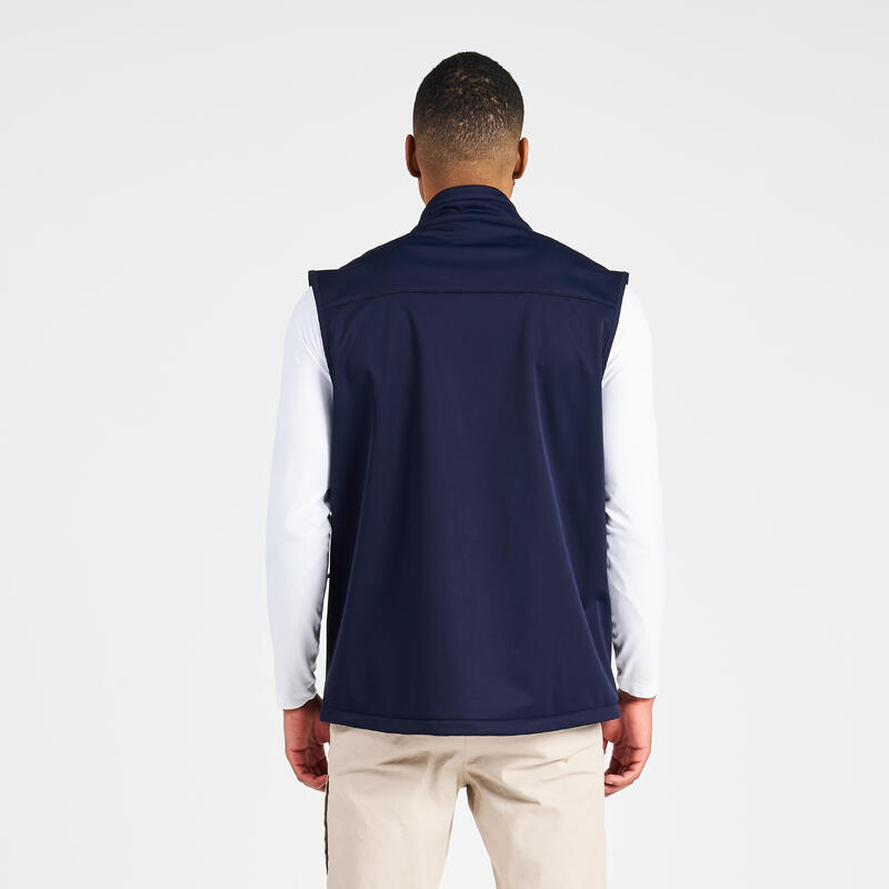 Gilet softshell de voile, sans manche et coupe-vent, homme bleu navy