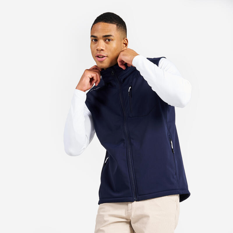 Gilet softshell de voile, sans manche et coupe-vent, homme bleu navy