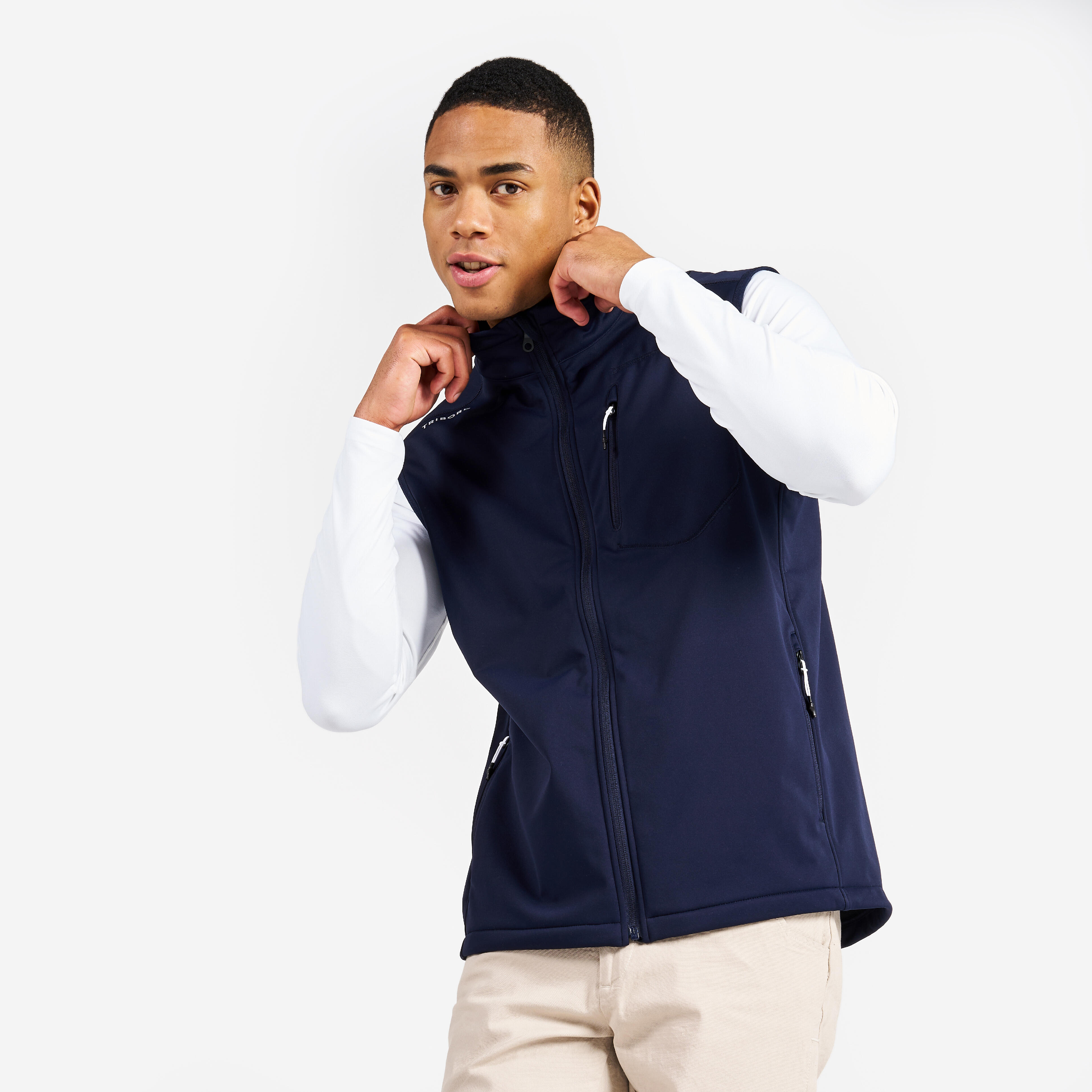 Gilet softshell sans manche coupe vent bateau homme noir TRIBORD Decathlon