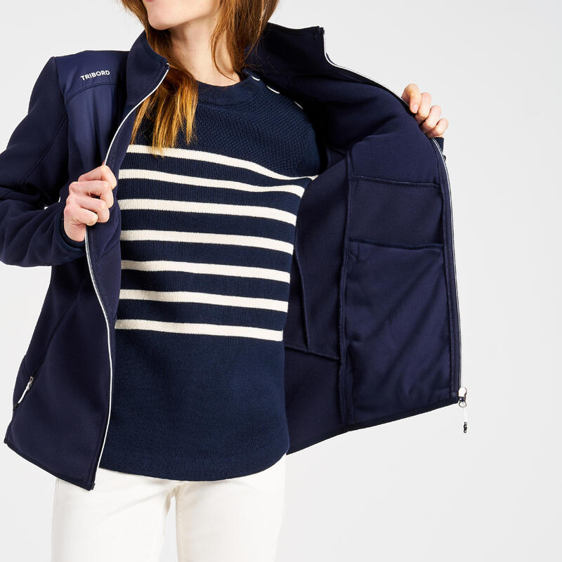Polaire chaude de voile Femme - Sailing 500 Bleu navy