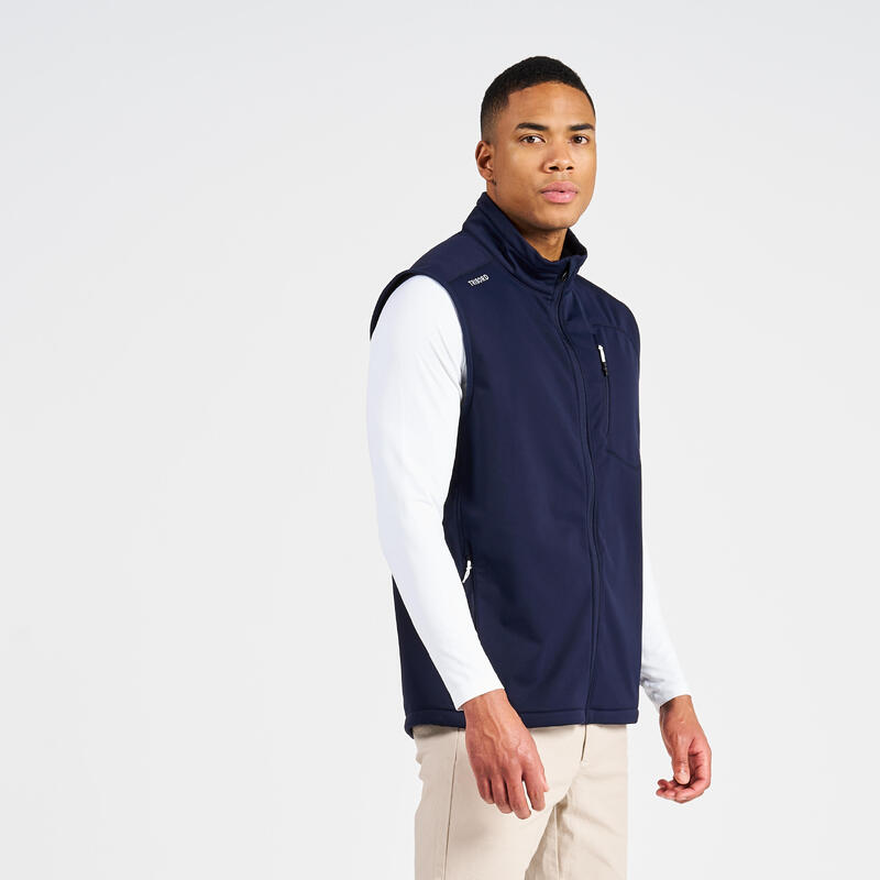 Gilet softshell de voile, sans manche et coupe-vent, homme bleu navy