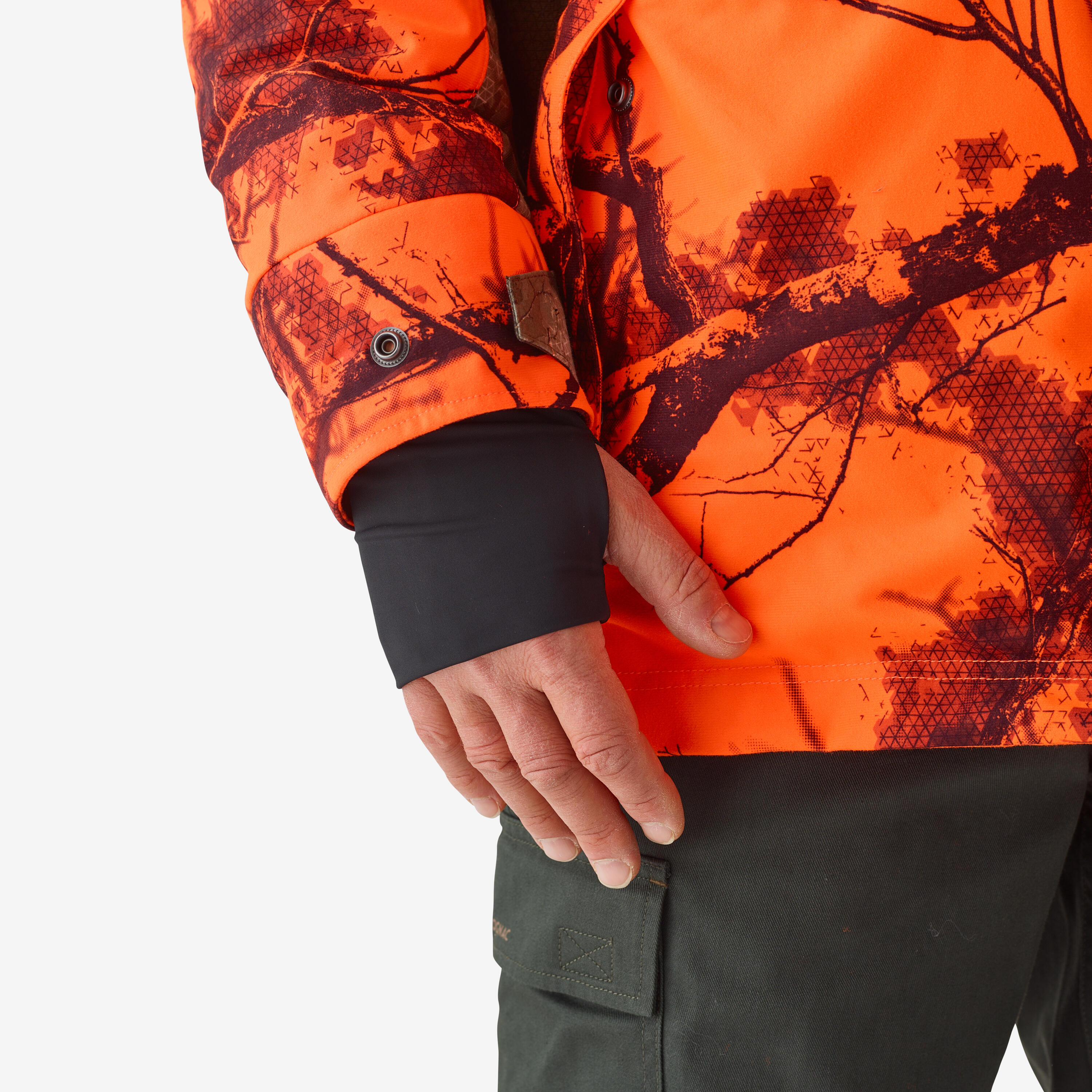 HUNTING SILENT WARM WATERPROOF JACKET NEON TREEMETIC HIDE 500 15/15