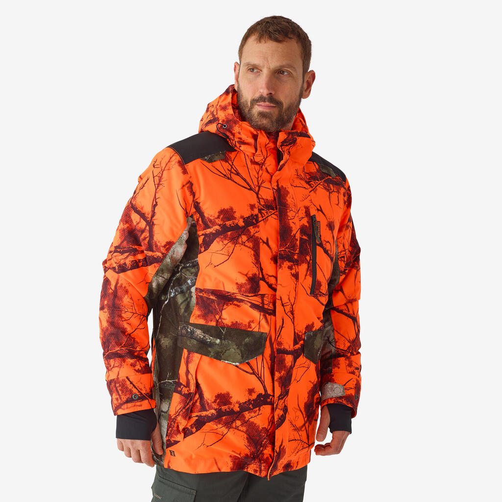 HUNTING SILENT WARM WATERPROOF JACKET NEON TREEMETIC HIDE 500