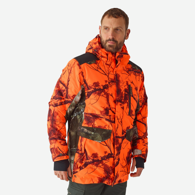 VESTE CHASSE IMPERMÉABLE CHAUDE SILENCIEUSE TREEMETIC FLUO POSTE