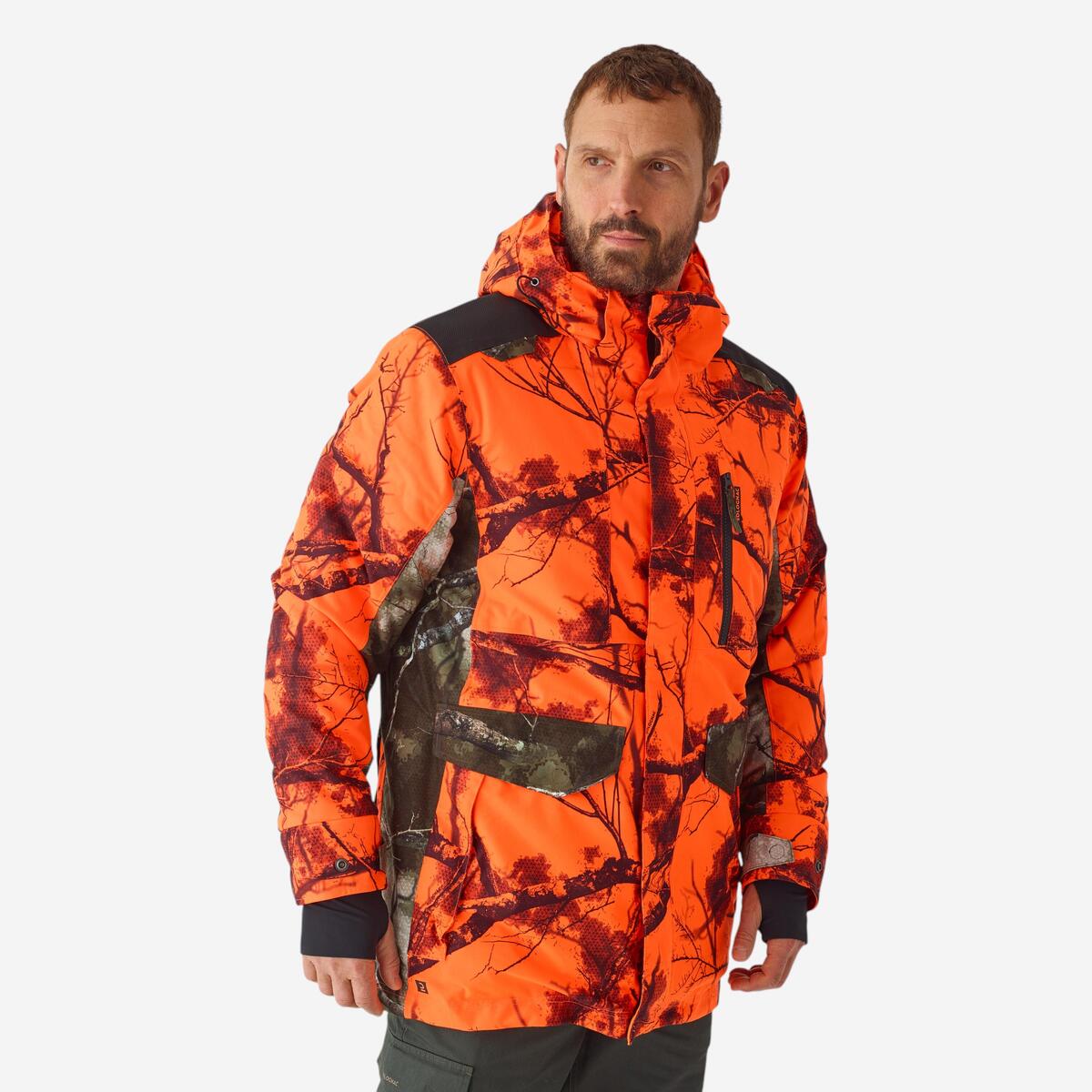 VESTE CHASSE IMPERMÉABLE CHAUDE SILENCIEUSE TREEMETIC FLUO POSTE 500