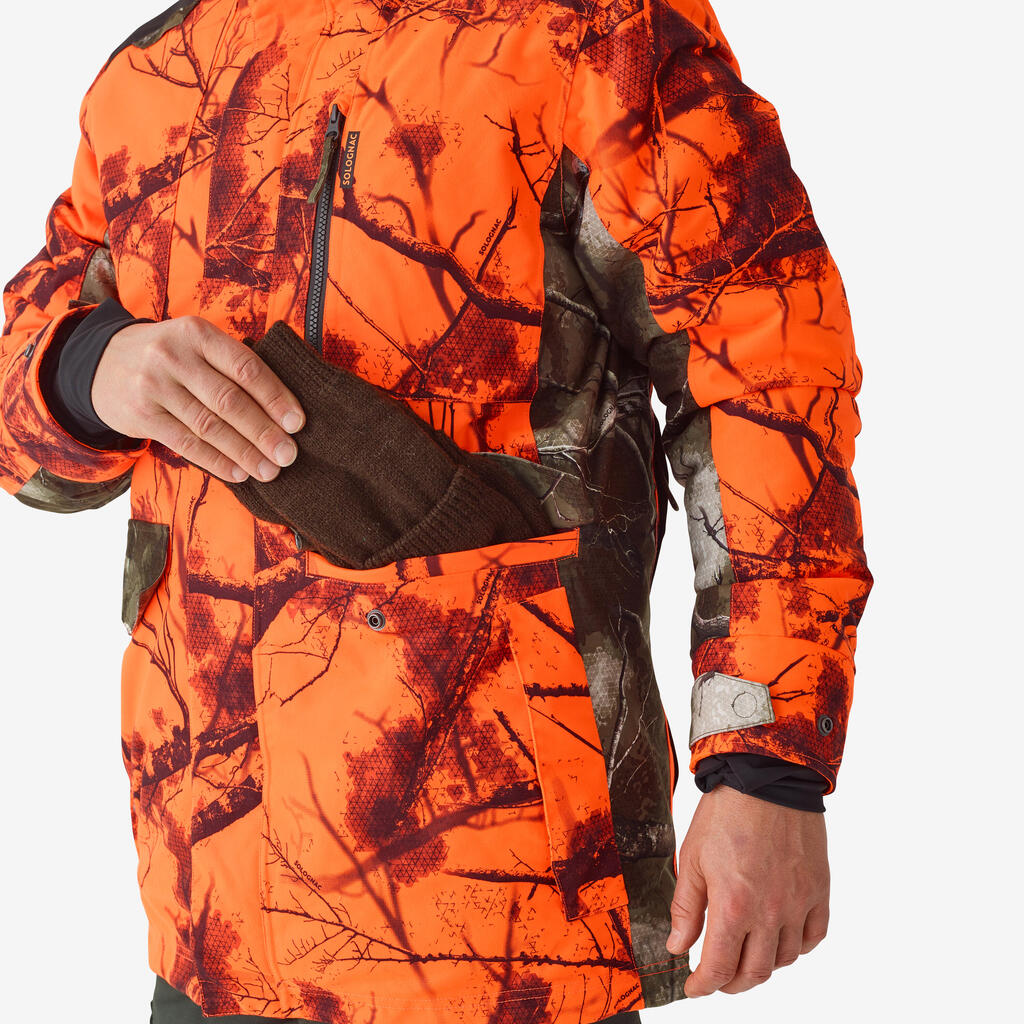 HUNTING SILENT WARM WATERPROOF JACKET NEON TREEMETIC HIDE 500