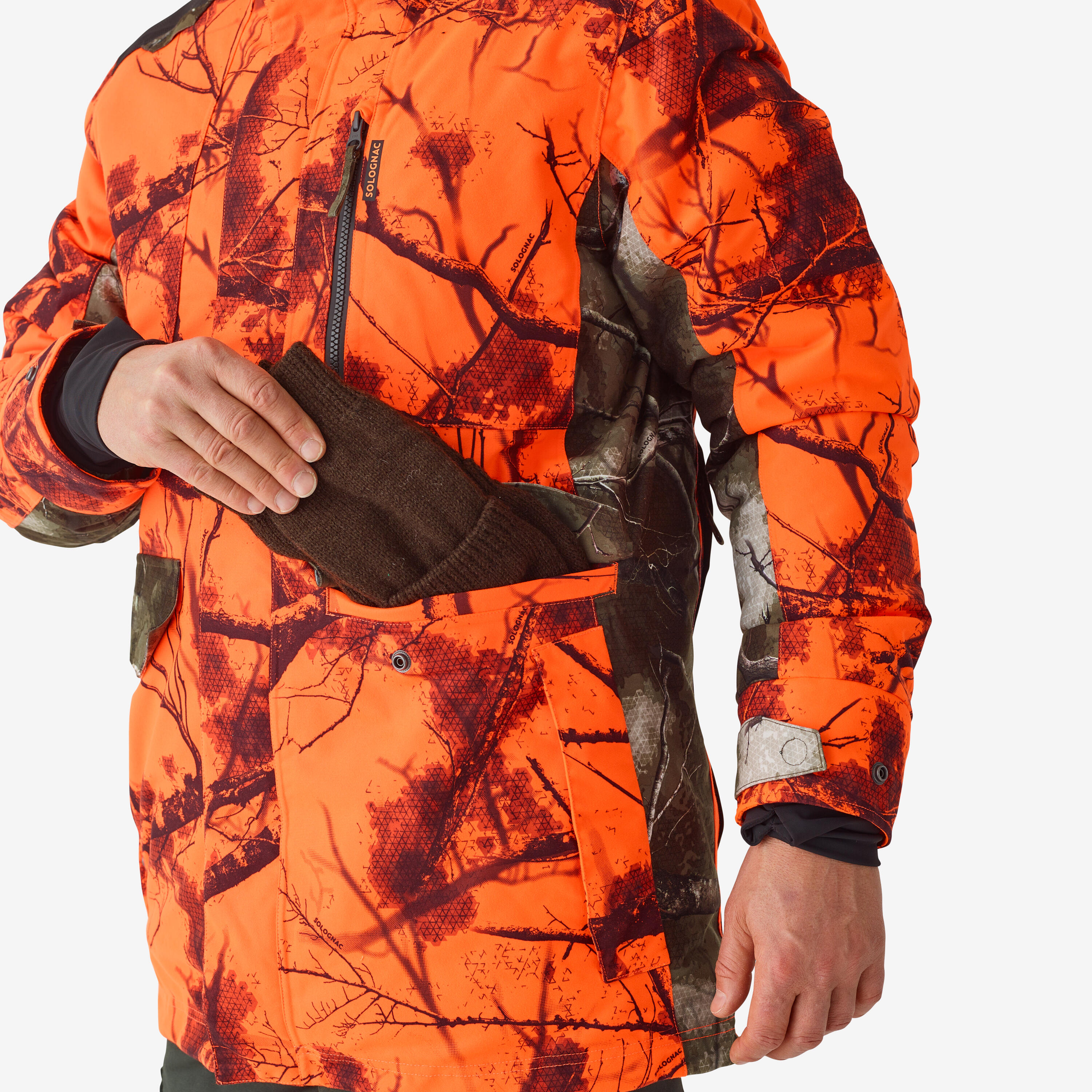 HUNTING SILENT WARM WATERPROOF JACKET NEON TREEMETIC HIDE 500 8/15