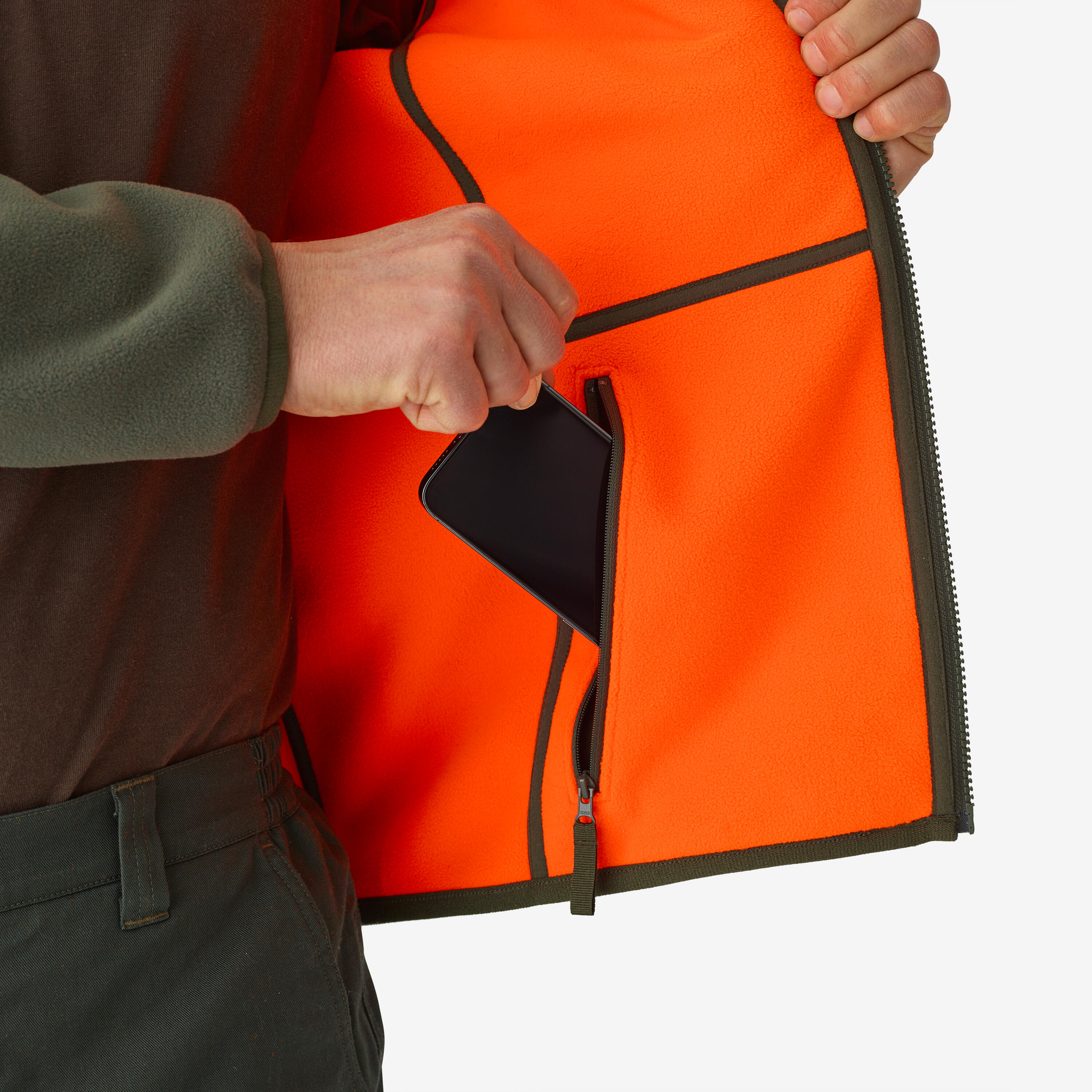 Pile caccia double-face verde-arancione fluo 500 6/7
