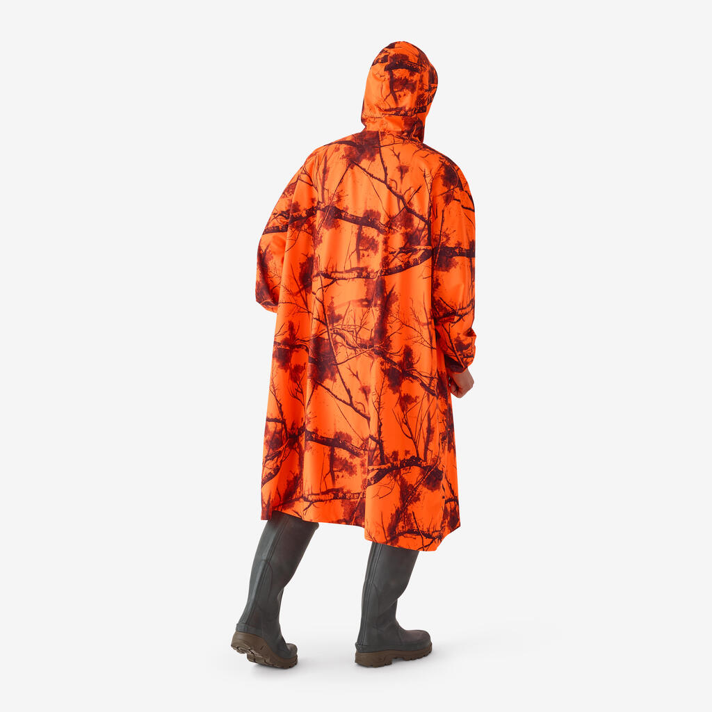 Jagd-Regenponcho 500 geräuscharm Treemetic orange 
