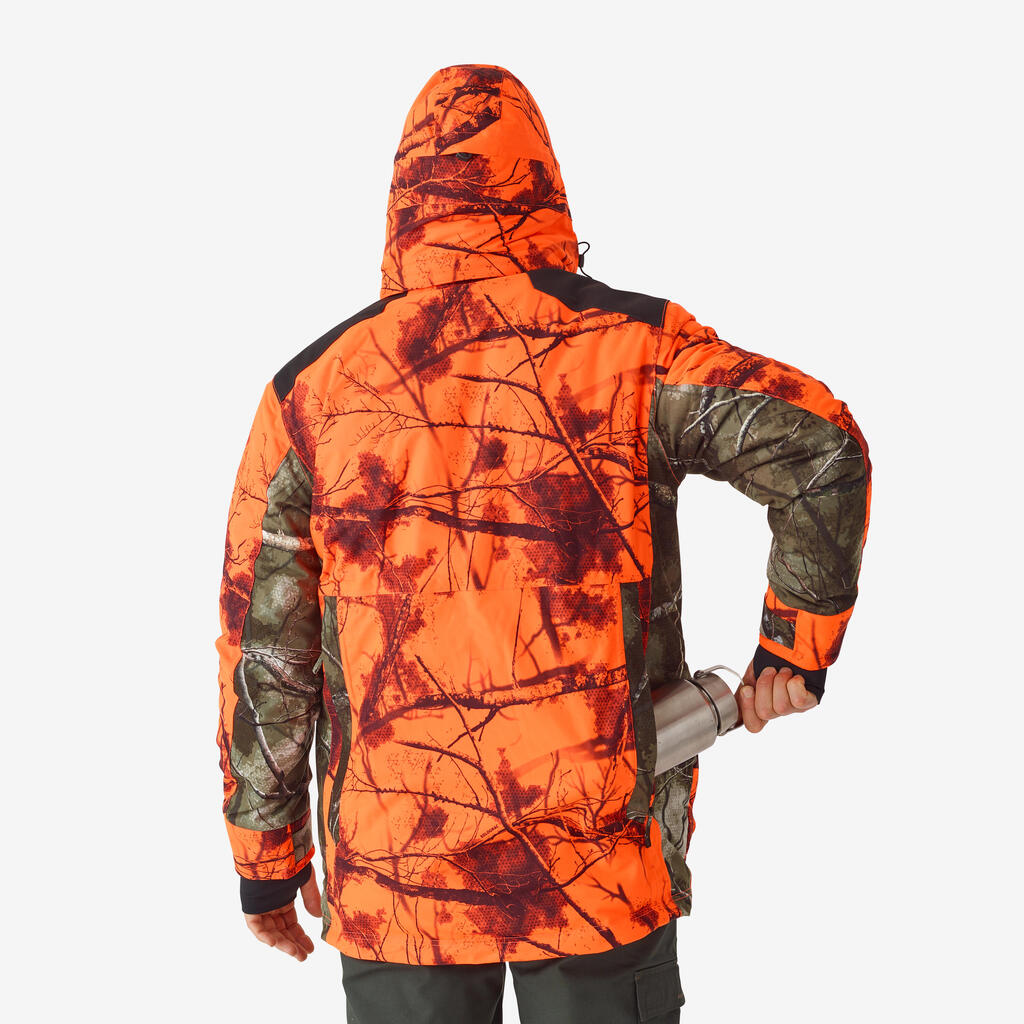 HUNTING SILENT WARM WATERPROOF JACKET NEON TREEMETIC HIDE 500