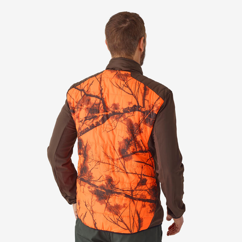 Chaqueta Caza Solognac 500 Calida 3 en 1 Impermeable Treemetic Naranja Fluo