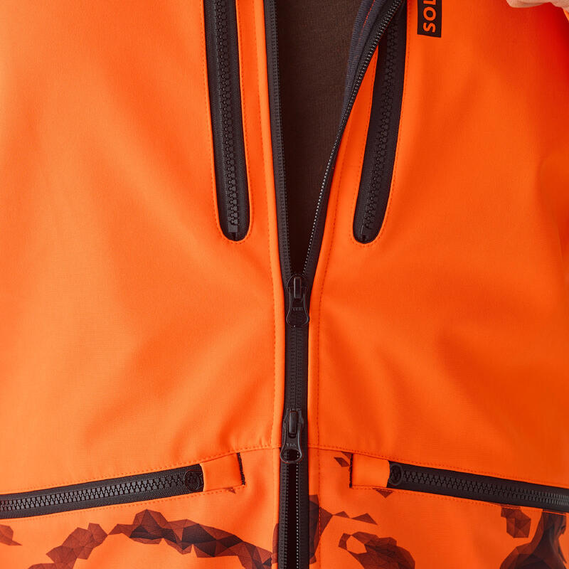 CASACO DE CAÇA SOFTSHELL 500 LARANJA NÉON