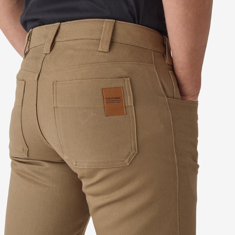 Pantalón De Caza Hombre Solognac 500 Worker Marrón Cálido Algodón Resistente