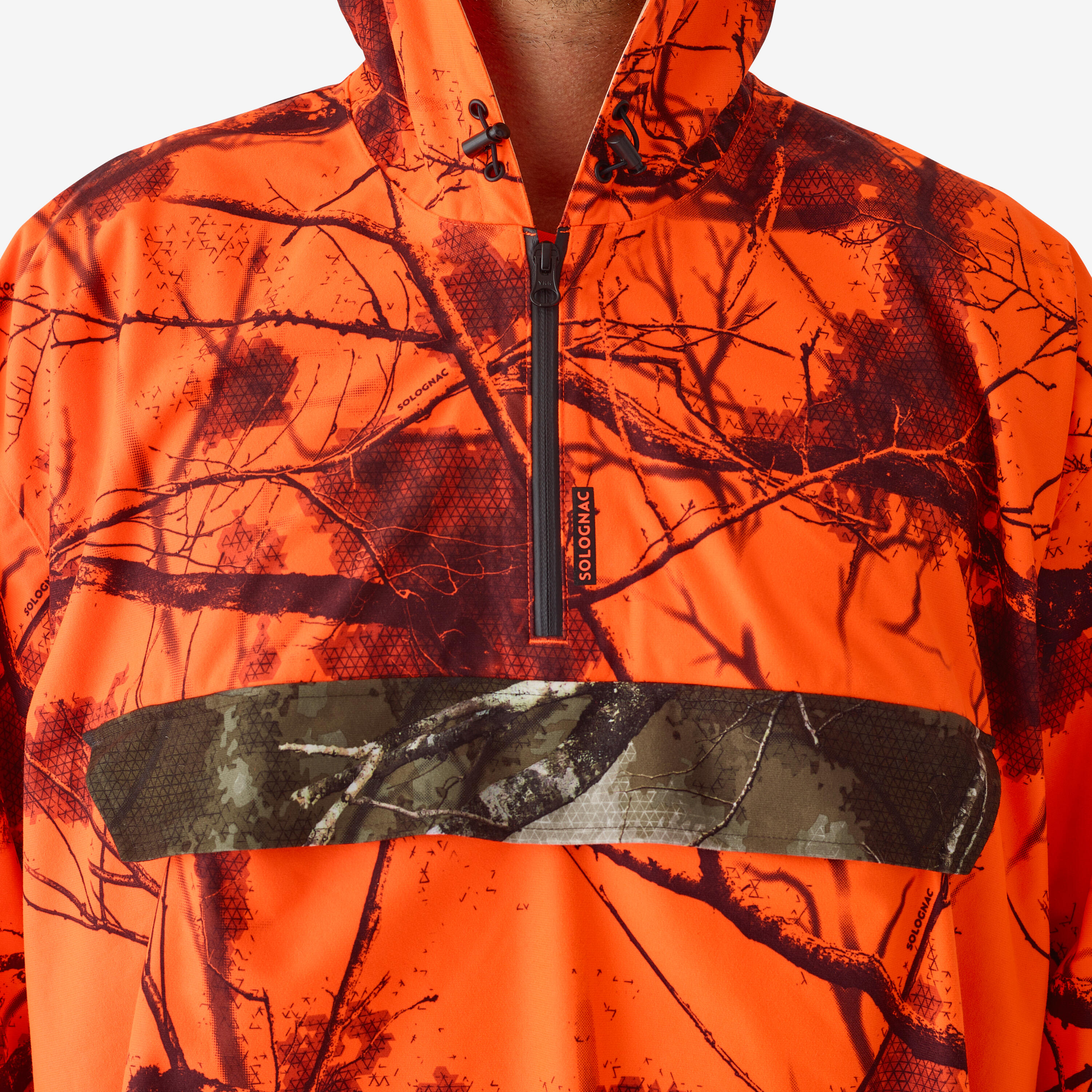 PONCHO DE CHASSE IMPERMEABLE SILENCIEUX TREEMETIC FLUO 500 5/7