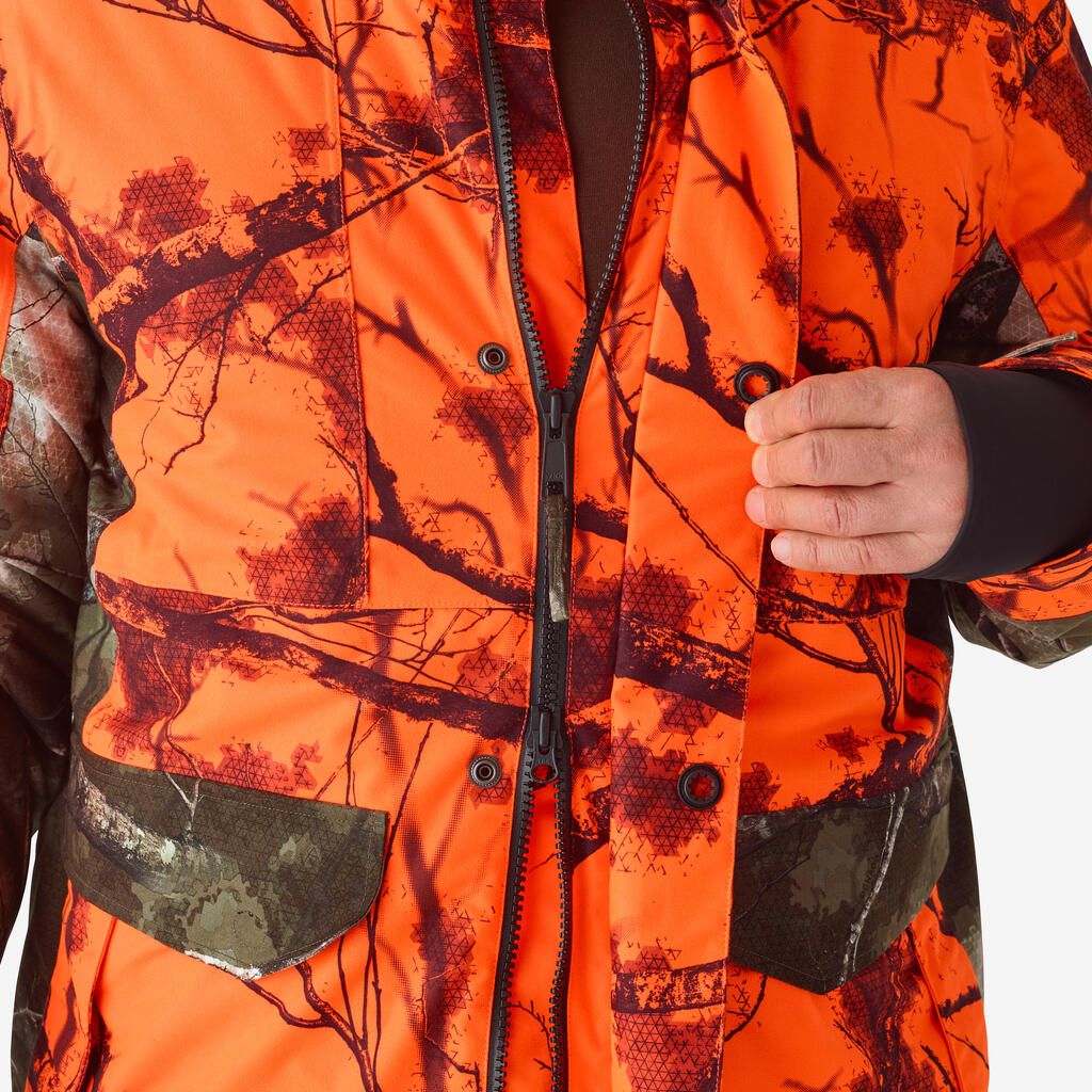 HUNTING SILENT WARM WATERPROOF JACKET NEON TREEMETIC HIDE 500