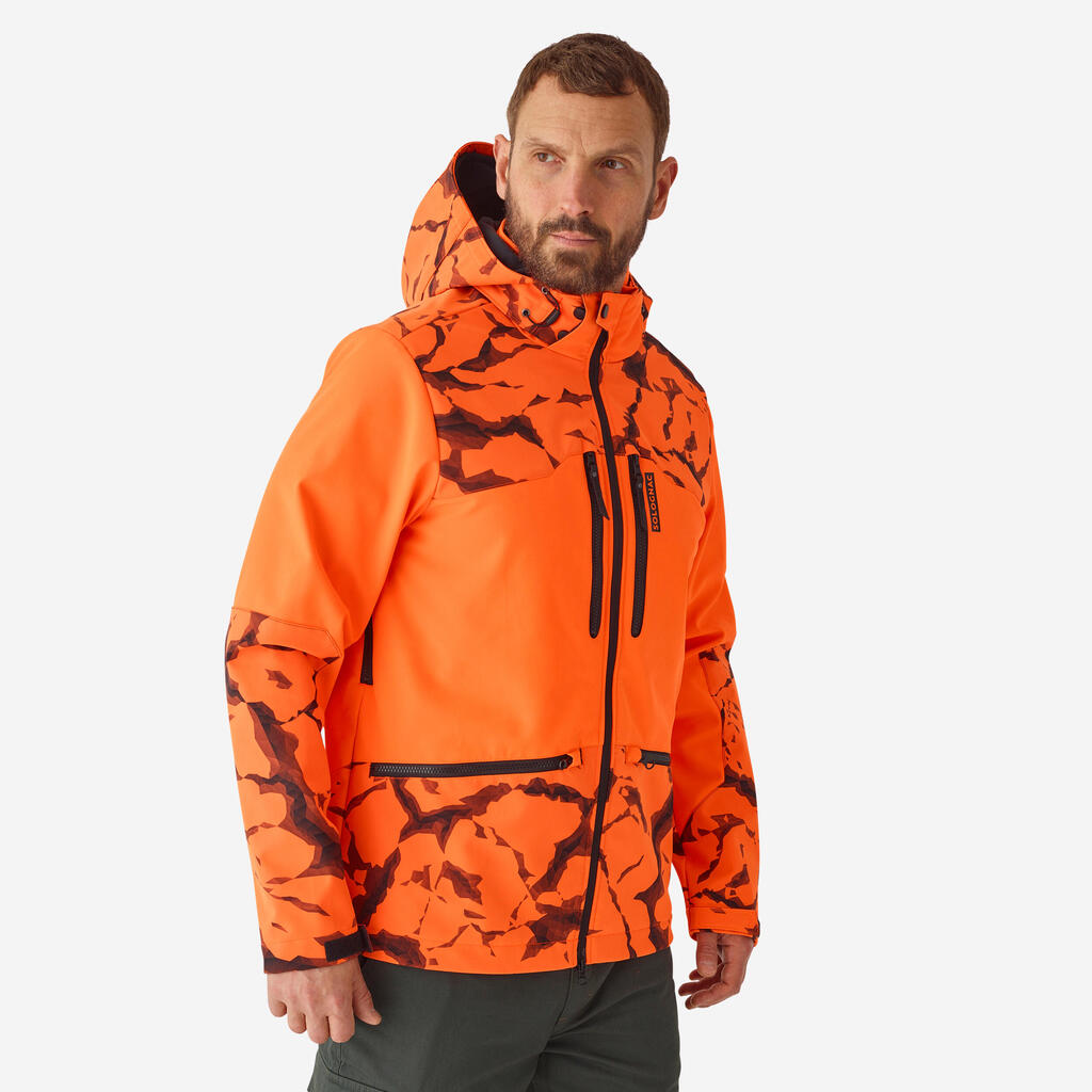 Hunting softshell jacket neon orange 500