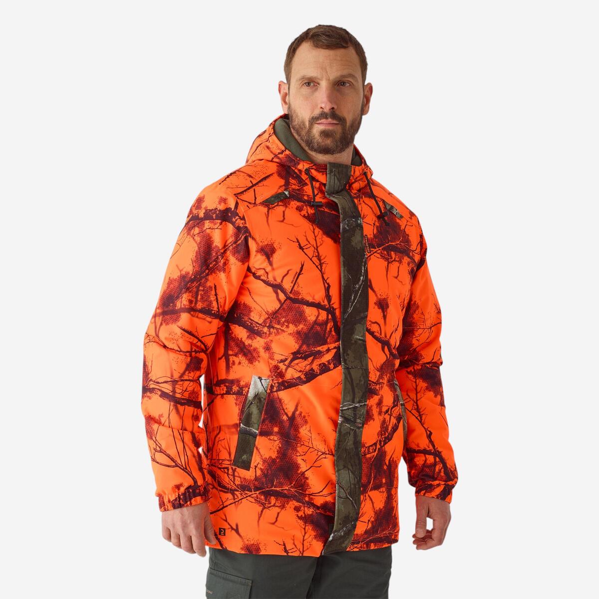 Veste chasse imperméable chaude silencieuse treemetic fluo poste 100