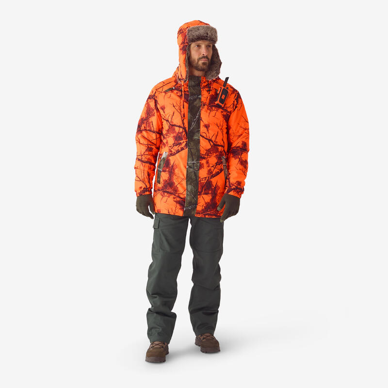 Jagdjacke Regenjacke 100 warm geräuscharm Treemetic Orange 