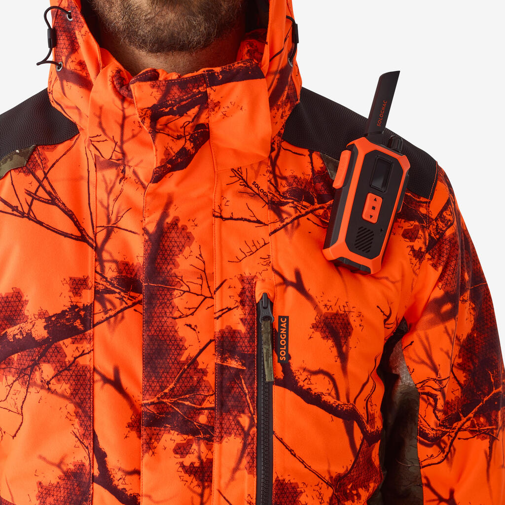 HUNTING SILENT WARM WATERPROOF JACKET NEON TREEMETIC HIDE 500