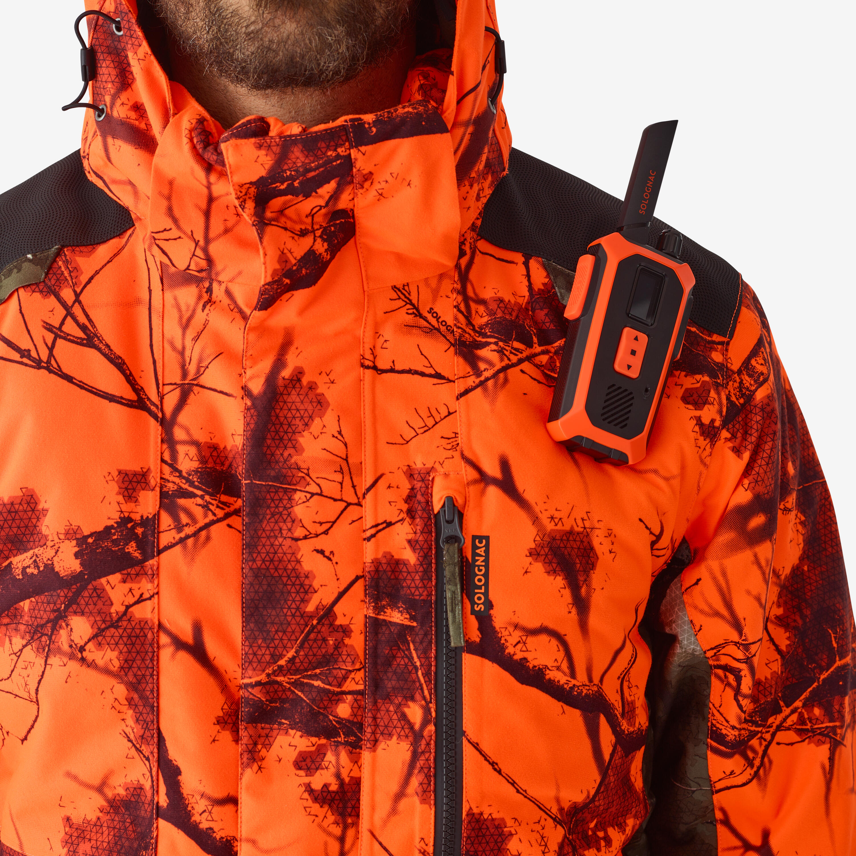 Jagdjacke Regenjacke 500 warm geräuscharm Treemetic Orange  12/15