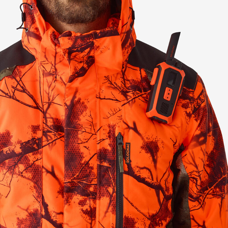 VESTE CHASSE IMPERMÉABLE CHAUDE SILENCIEUSE TREEMETIC FLUO POSTE 500