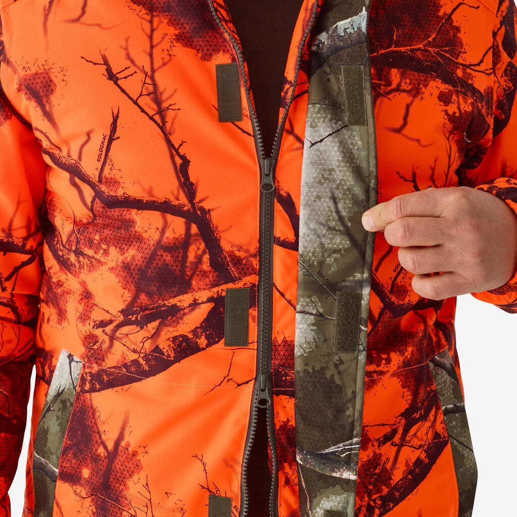 Hunting silent warm waterproof jacket neon treemetic hide 100