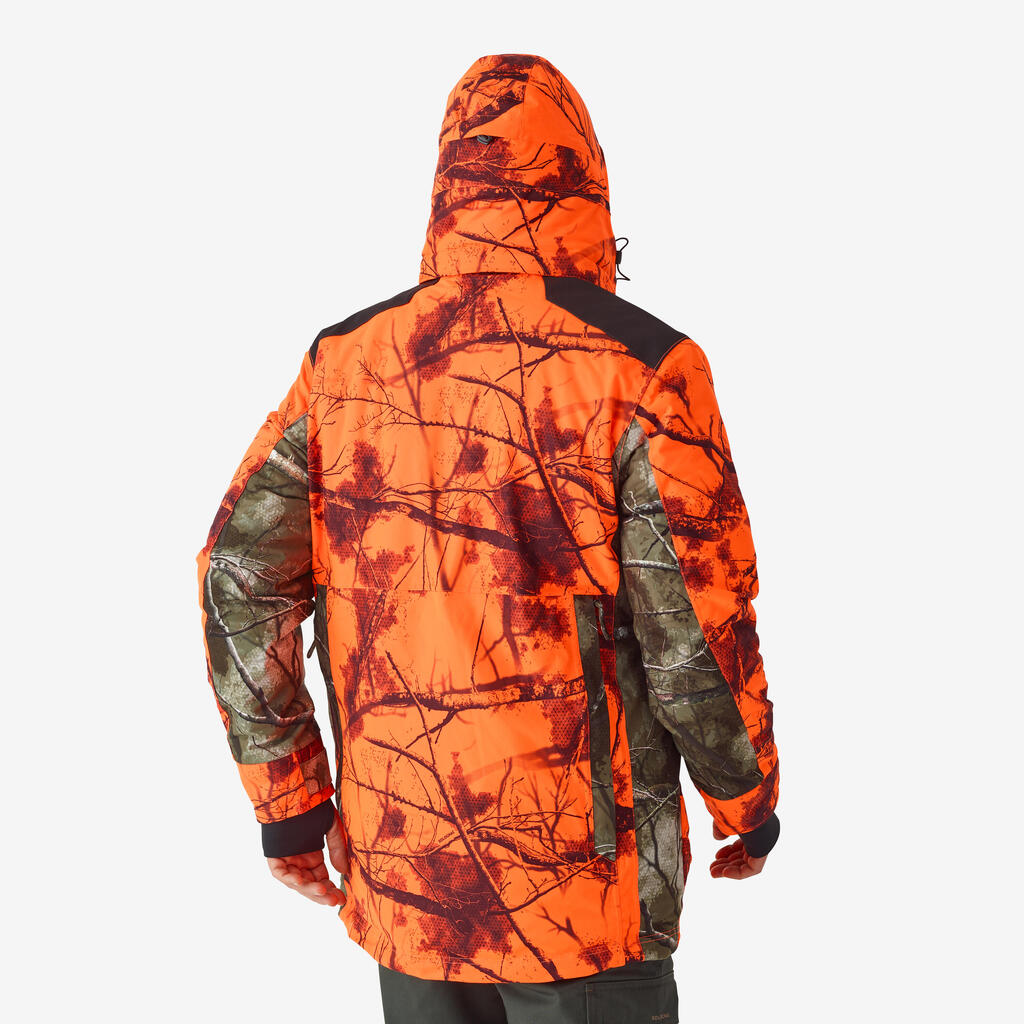 HUNTING SILENT WARM WATERPROOF JACKET NEON TREEMETIC HIDE 500