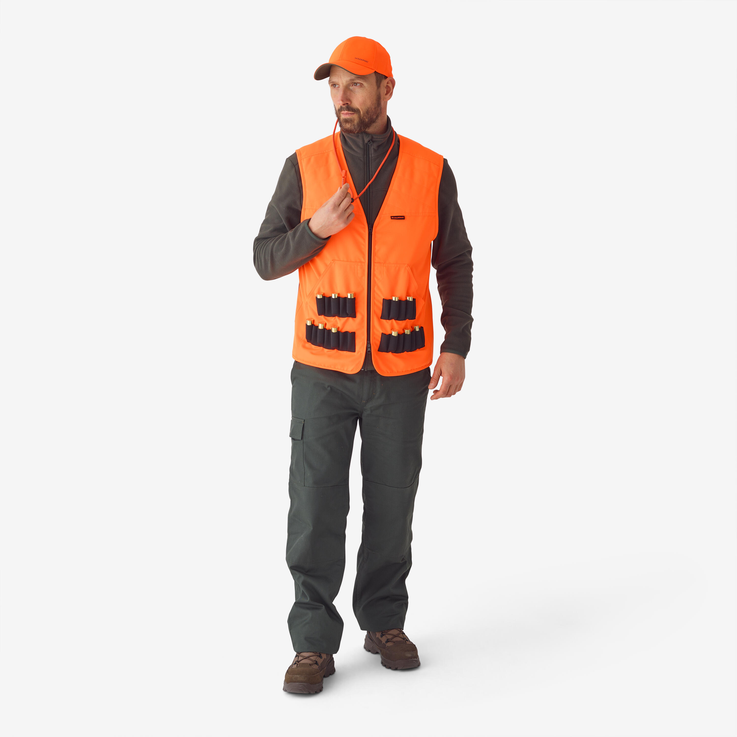 Hunting Fluorescent Waistcoat PPE - 100 - SOLOGNAC