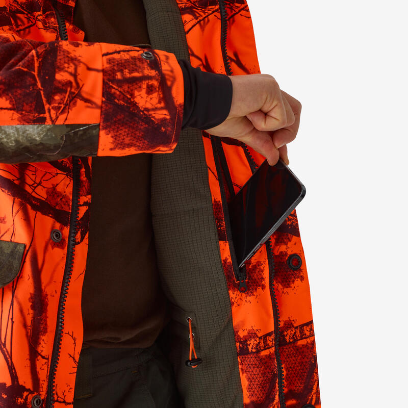 Geacă 500 impermeabilă și călduroasă camo Treemetic fluorescentă Bărbați  