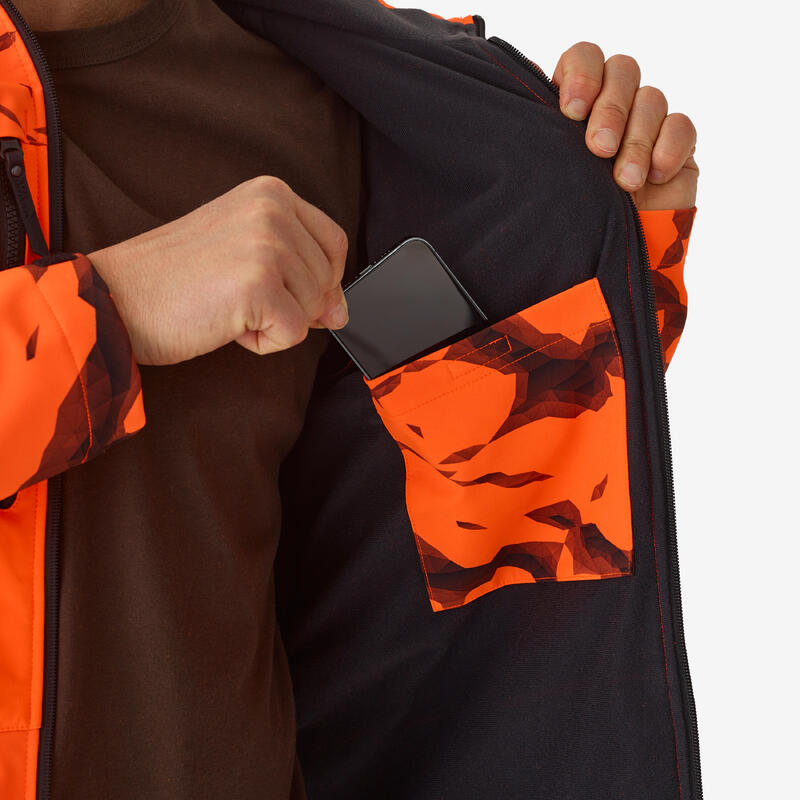 CASACO DE CAÇA SOFTSHELL 500 LARANJA NÉON