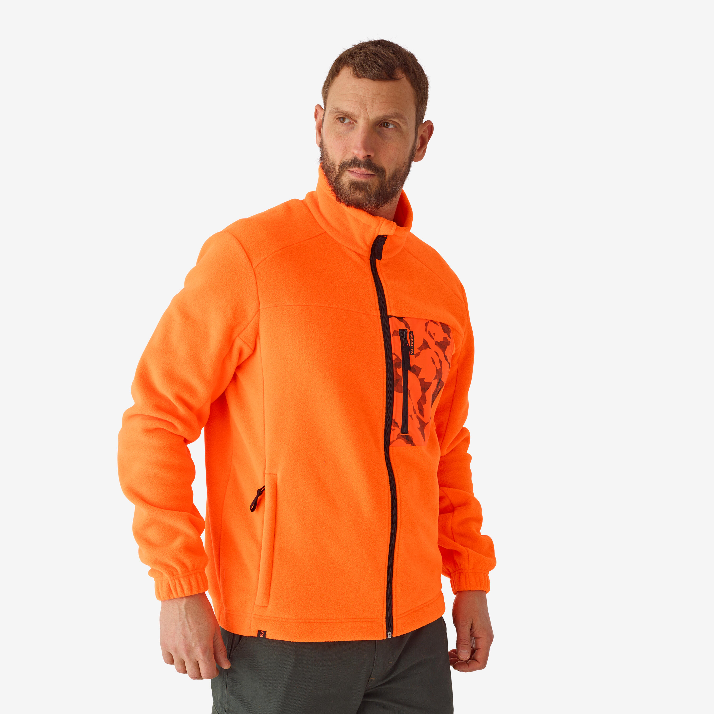HUNTING FLEECE 500 NEON ORANGE Decathlon