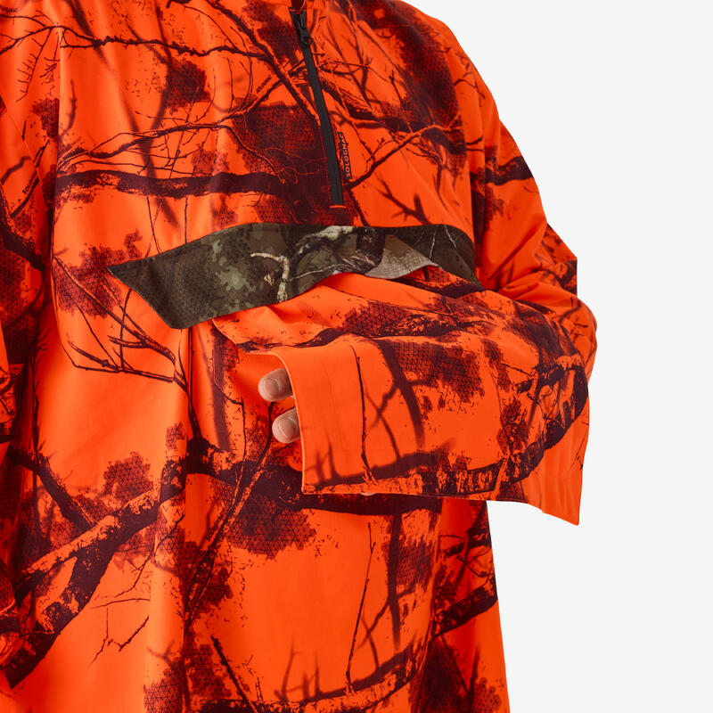 PONCHO DE CHASSE IMPERMEABLE SILENCIEUX TREEMETIC FLUO 500