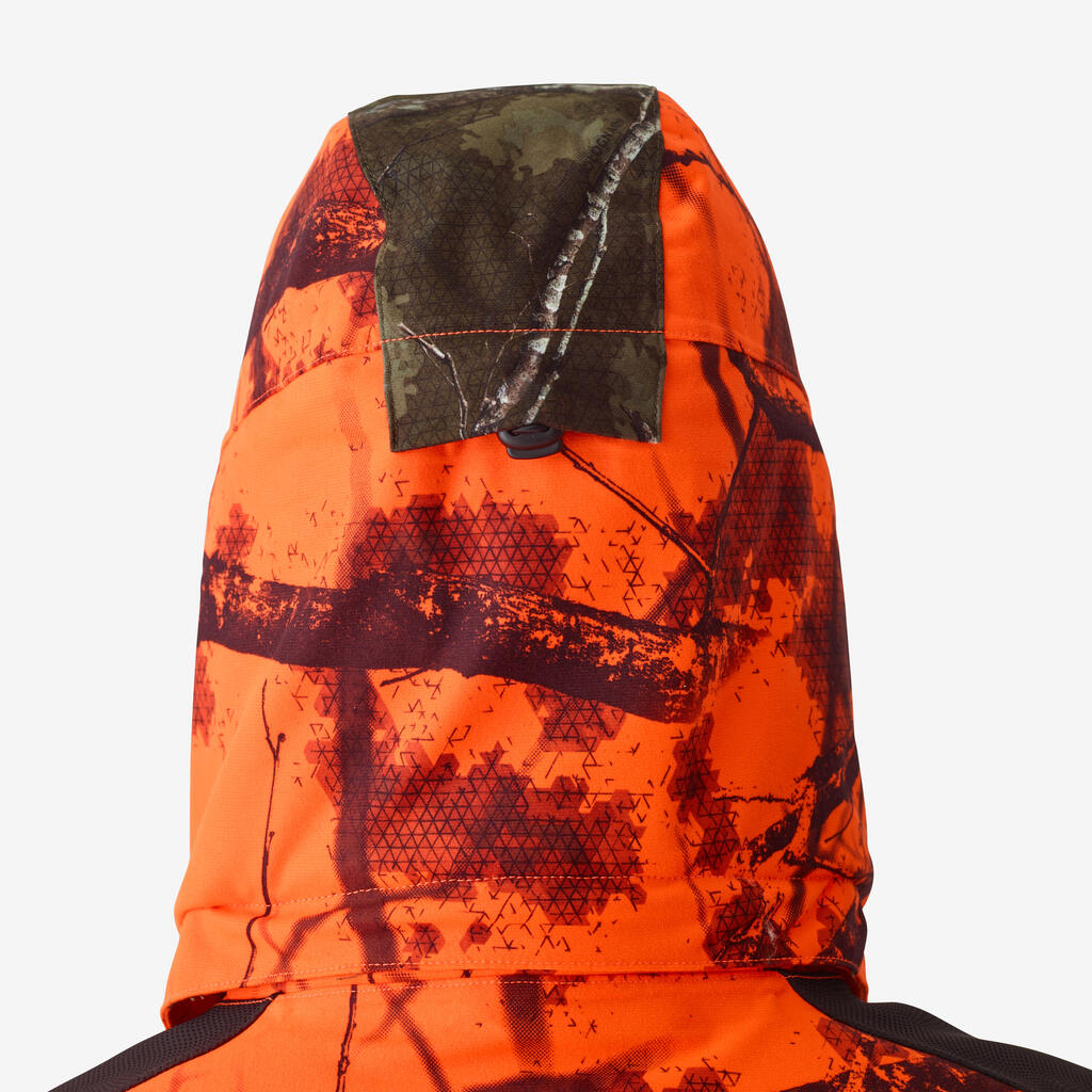 Poľovnícka hrejivá nepremokavá bunda na postriežku 500 3v1 Treemetic fluo