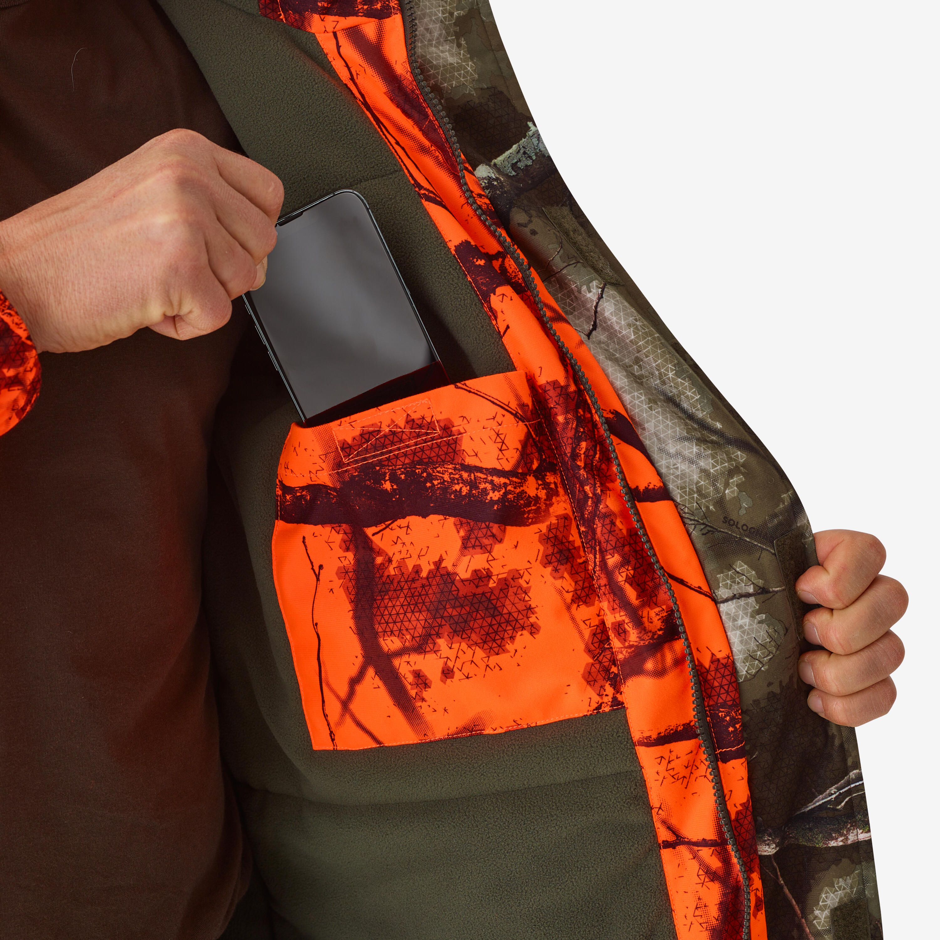 Hunting silent warm waterproof jacket neon treemetic hide 100 8/9