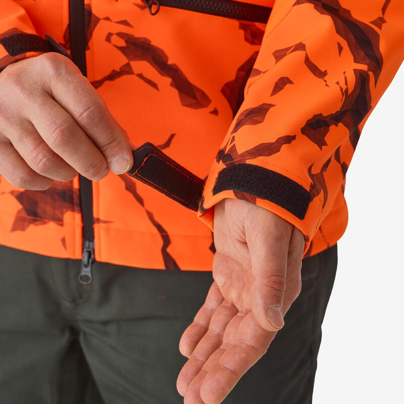 Lovecká softshellová bunda 500 oranžová fluorescenční