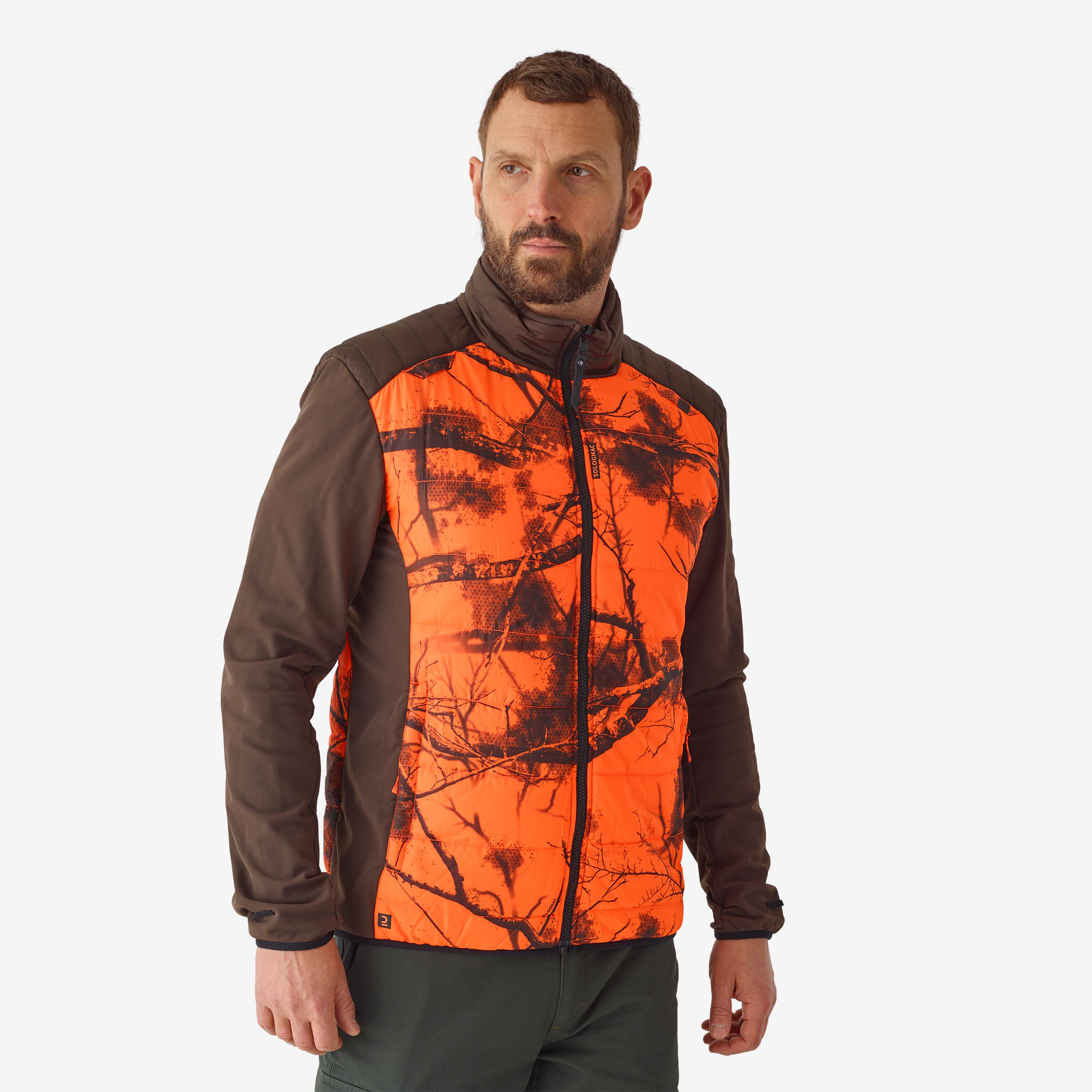 VESTE CHASSE POSTE CHAUDE ET IMPERMEABLE 500 3 EN 1 TREEMETIC FLUO SOLOGNAC Decathlon