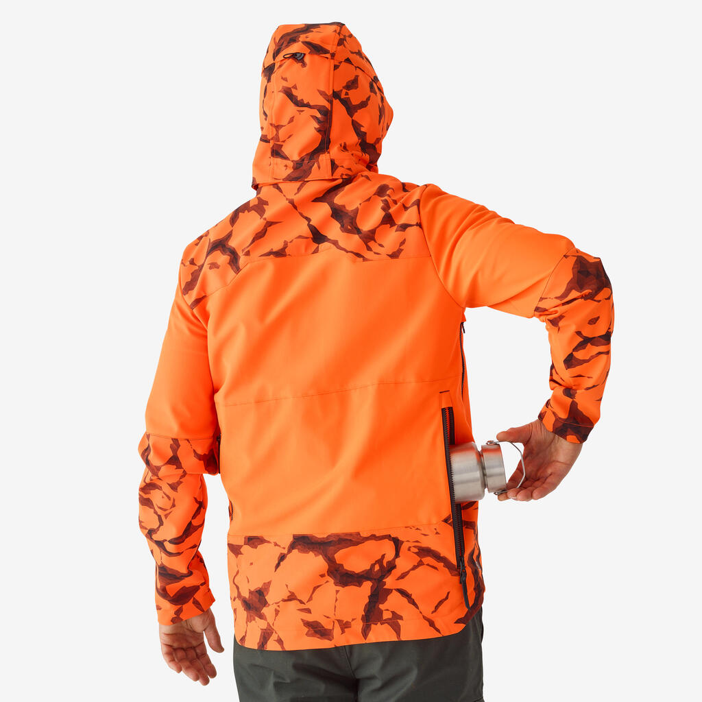 Softshellová poľovnícka bunda 500 odolná oranžová reflexná