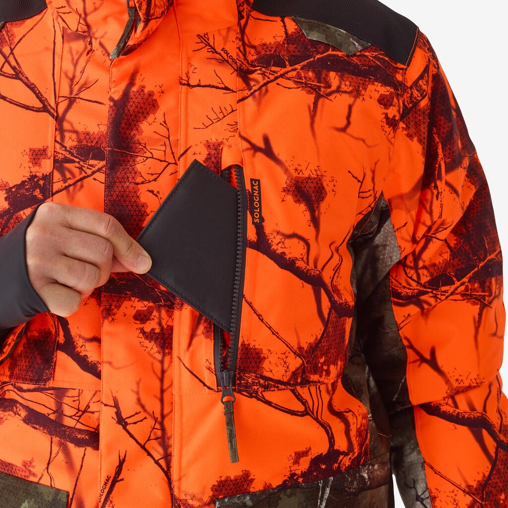 HUNTING SILENT WARM WATERPROOF JACKET NEON TREEMETIC HIDE 500